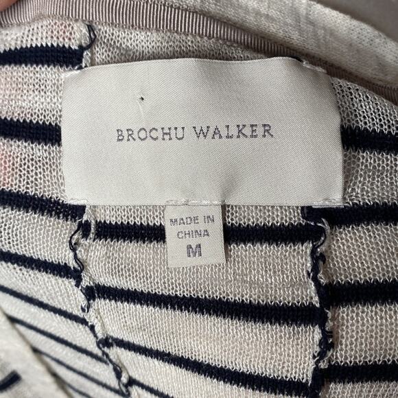 BROCHU WALKER V Neck Button Up Striped Cardigan Sweater Size Medium - Picture 9 of 11